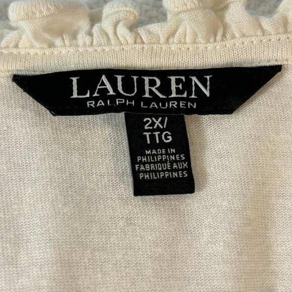 Lauren Ralph Lauren Split Neck Ruffled Sweater plus size 2X - Picture 4 of 8